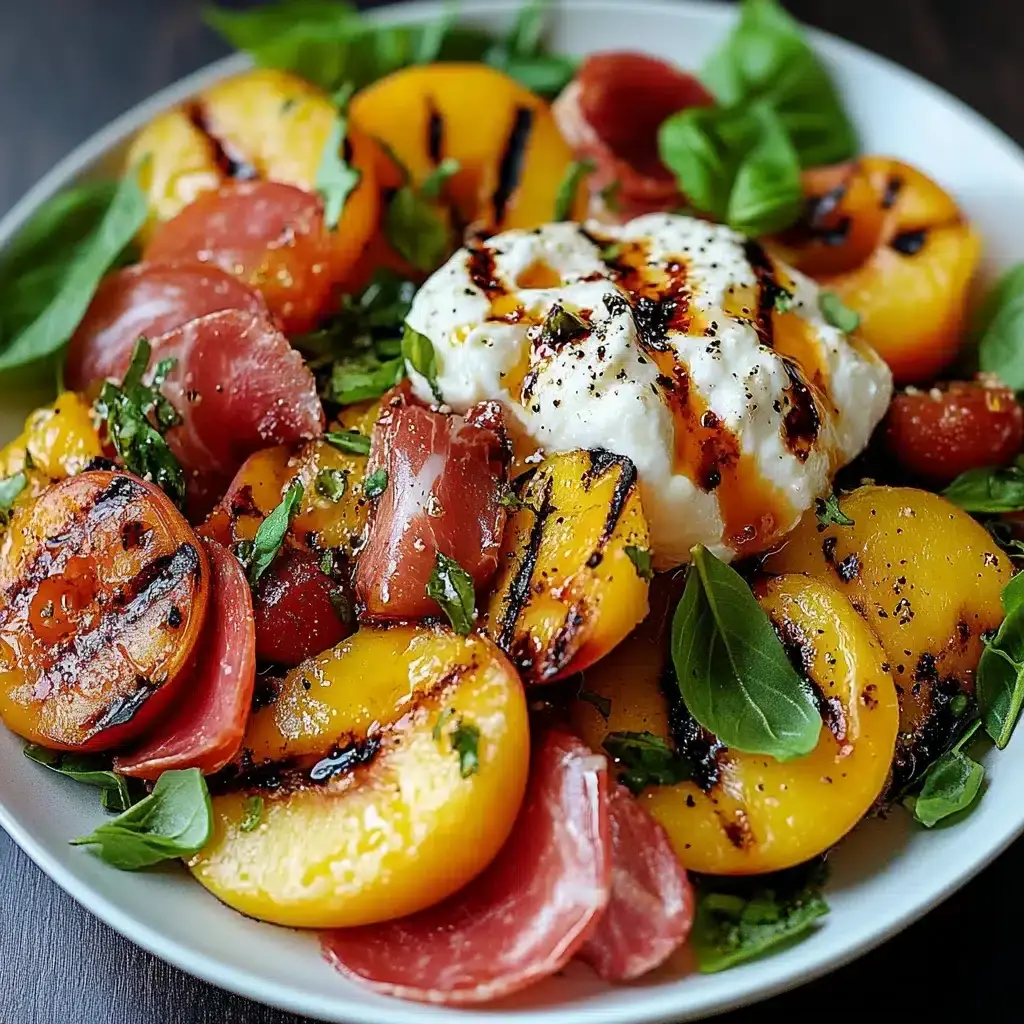 salade pêches burrata poulet