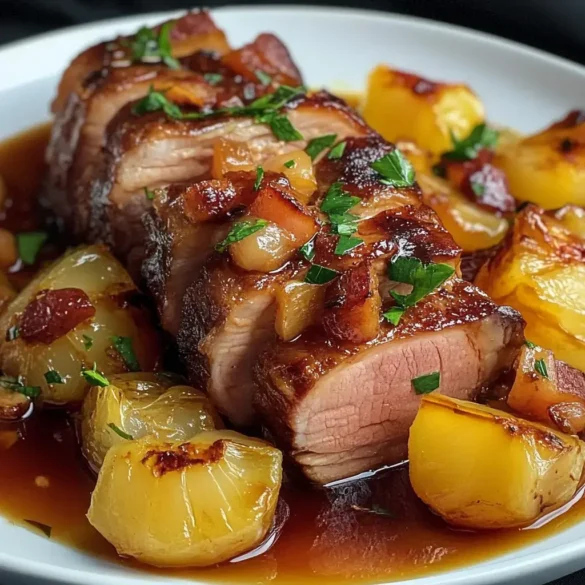 Chuletas de Cerdo y Piña Chuleta de Cerdo con Piña