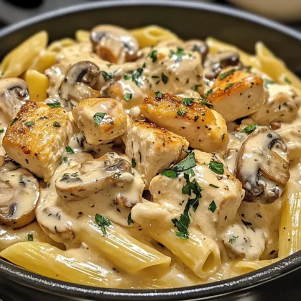 Pasta de Pollo y Champiñones en Salsa de Crema