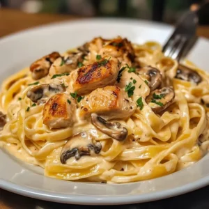 fettuccine cremoso con pollo y champiñones 6 fettuccine cremoso con pollo y champiñones