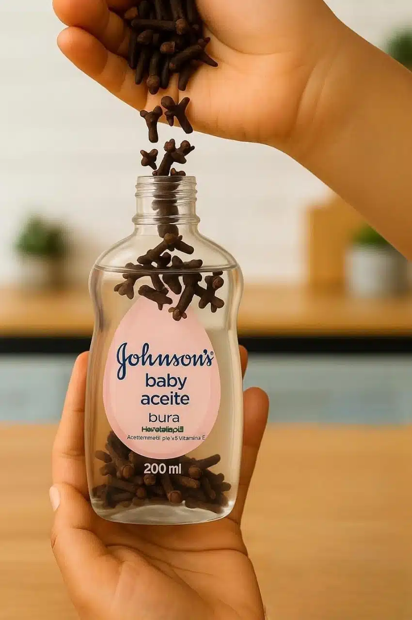 Mezcla aceite para bebé y clavo de olor: Tu aliado natural en 10 segundos.