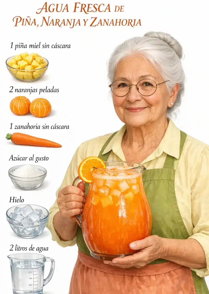 Agua fresca de piña, naranja y zanahoria