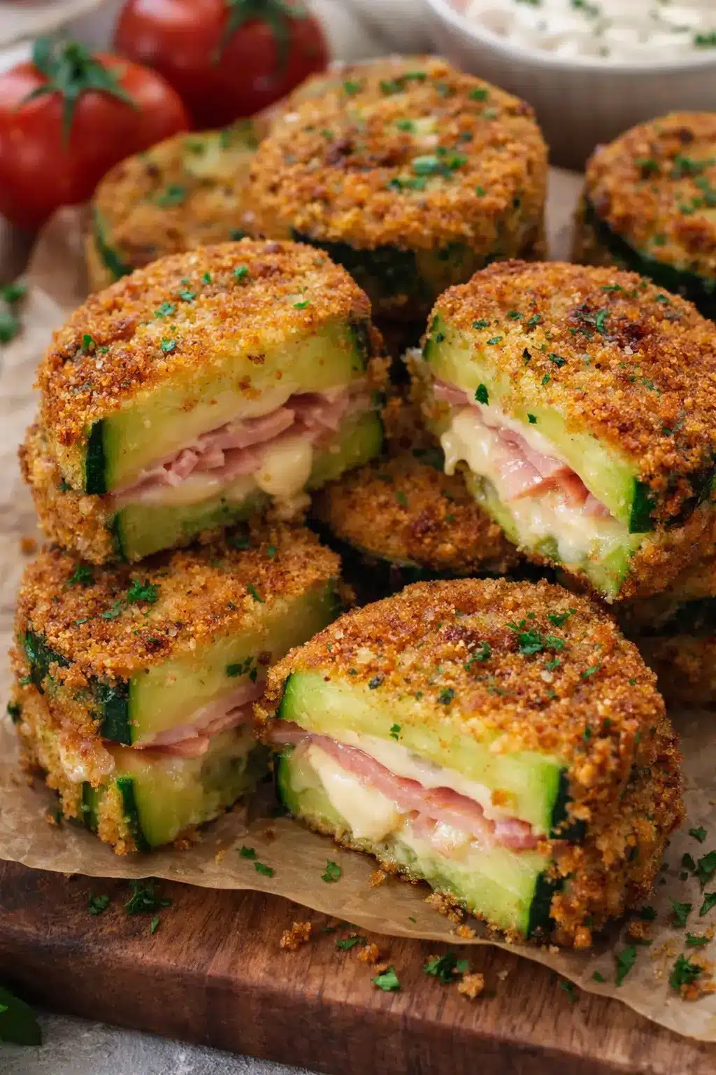 Bocaditos de calabacín con jamón y queso