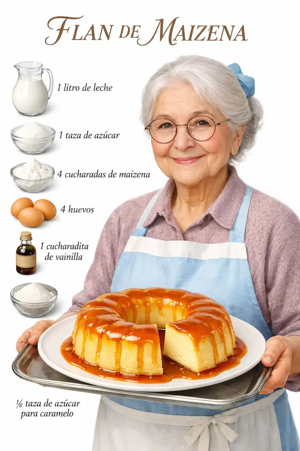 Flan de Maicena fácil con caramelo casero