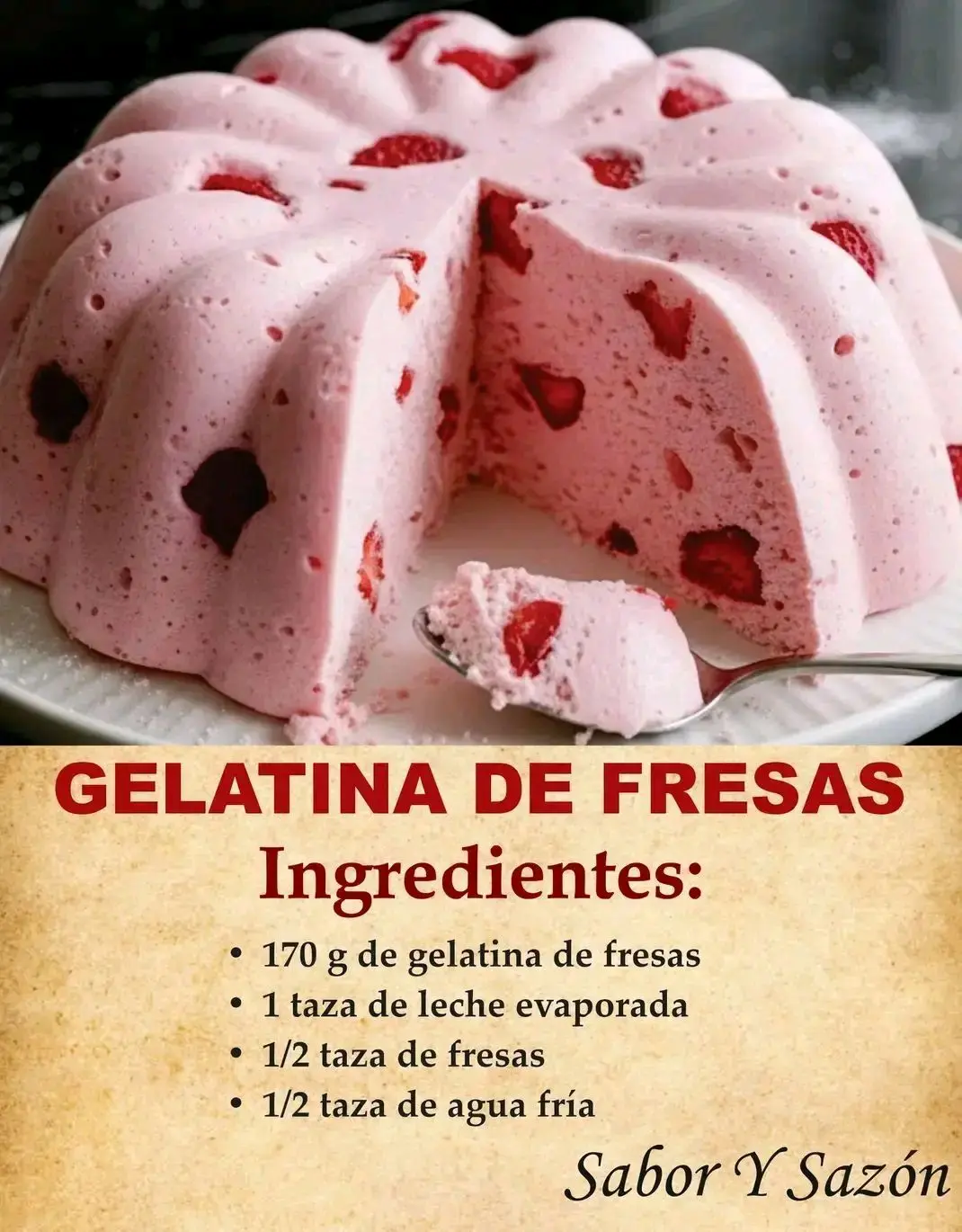 Gelatina de fresa estilo mousse fácil