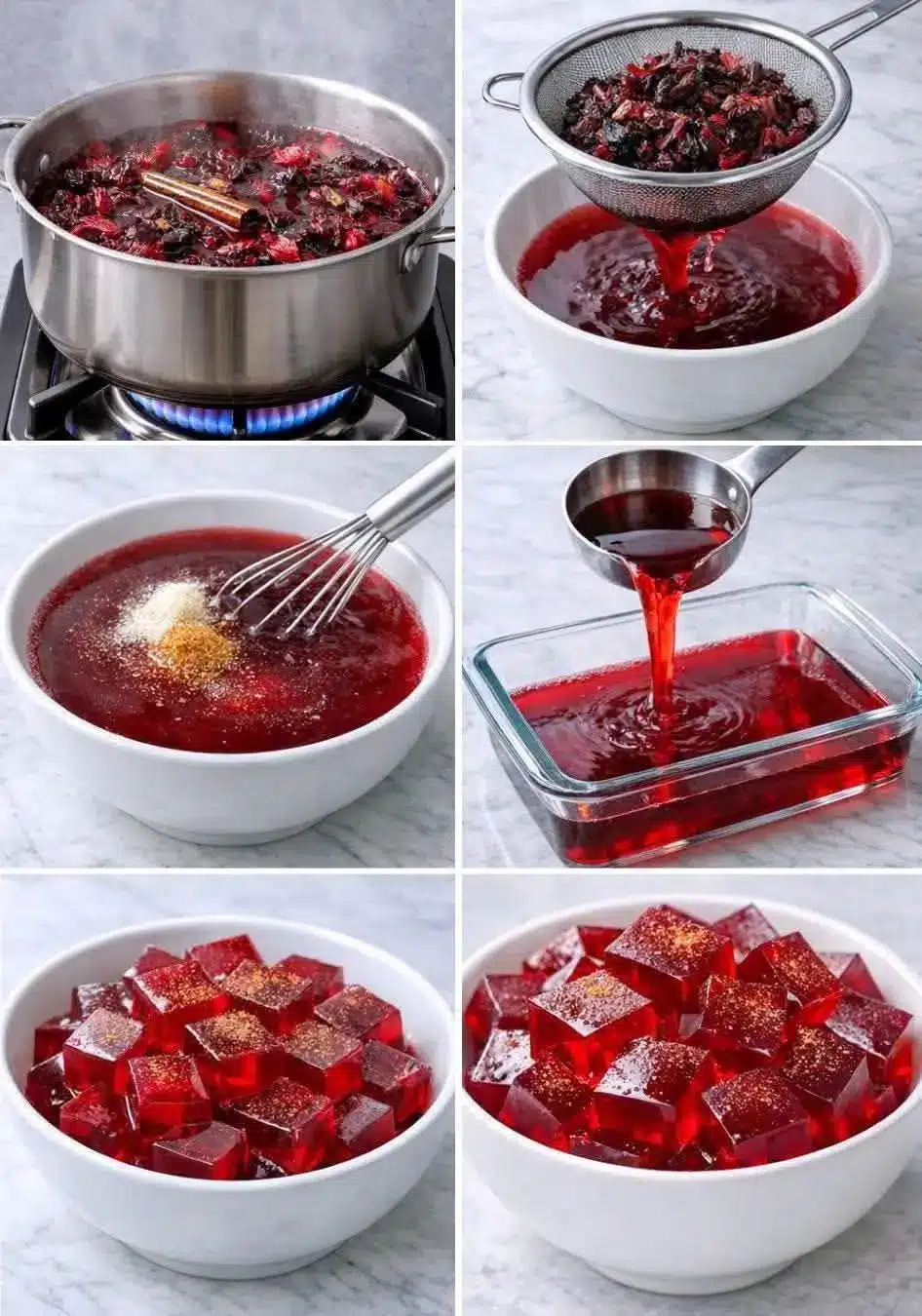 Gelatina de hibisco con canela y clavo receta