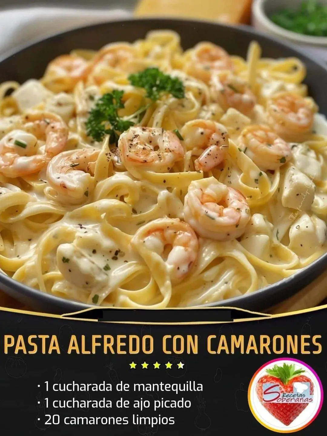 Receta de Pasta Alfredo con Camarones