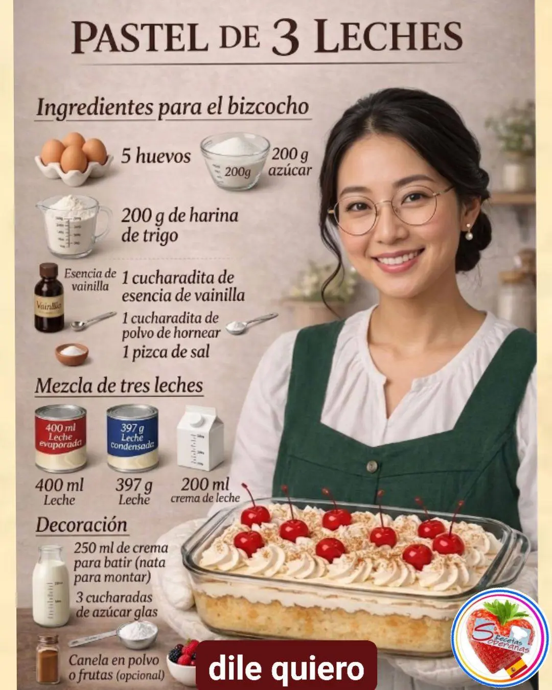 Receta fácil de pastel tres leches