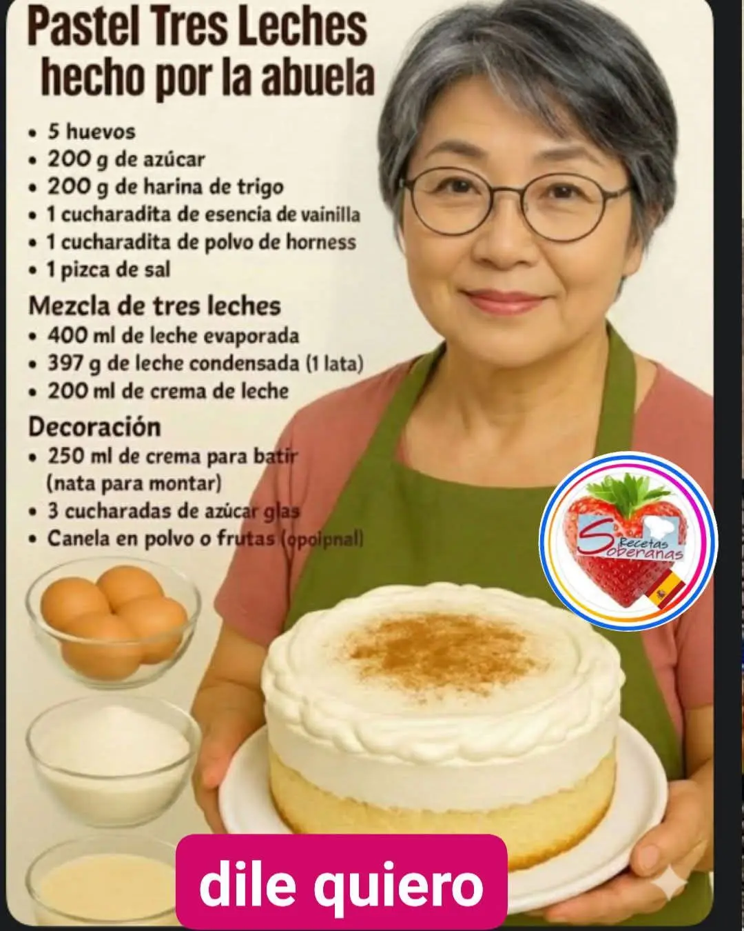 Receta fácil de pastel tres leches