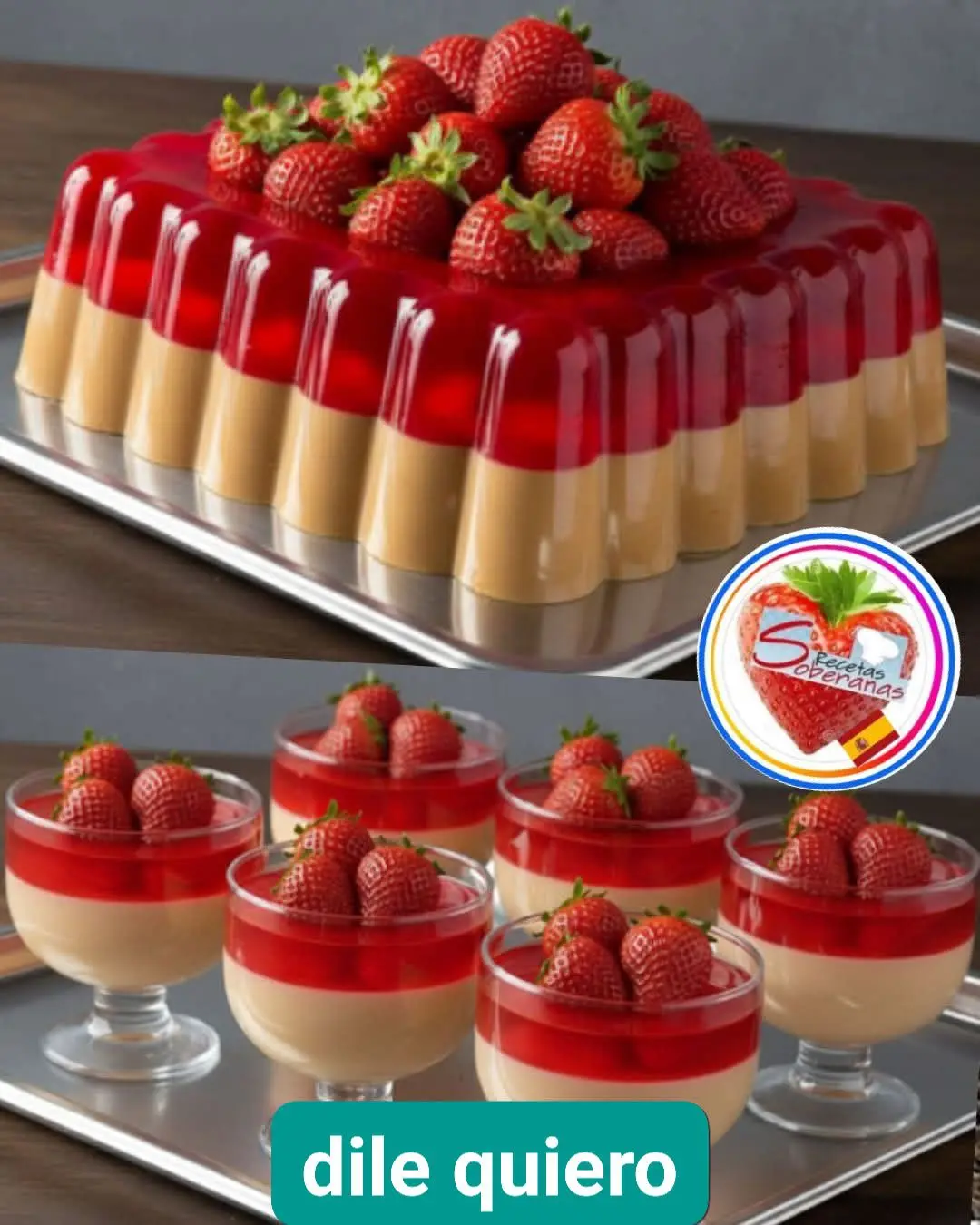 Receta gelatina de fresa y dulce de leche