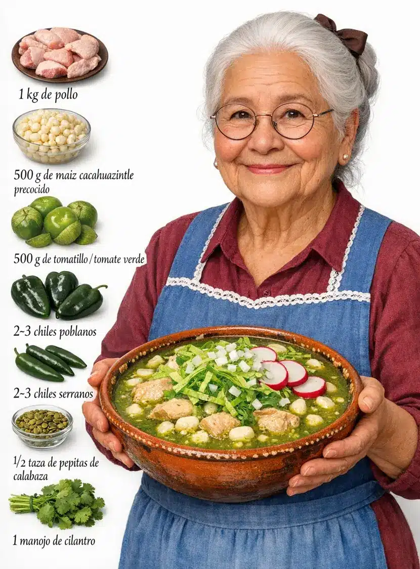 Receta paso a paso de Pozole Verde Mexicano