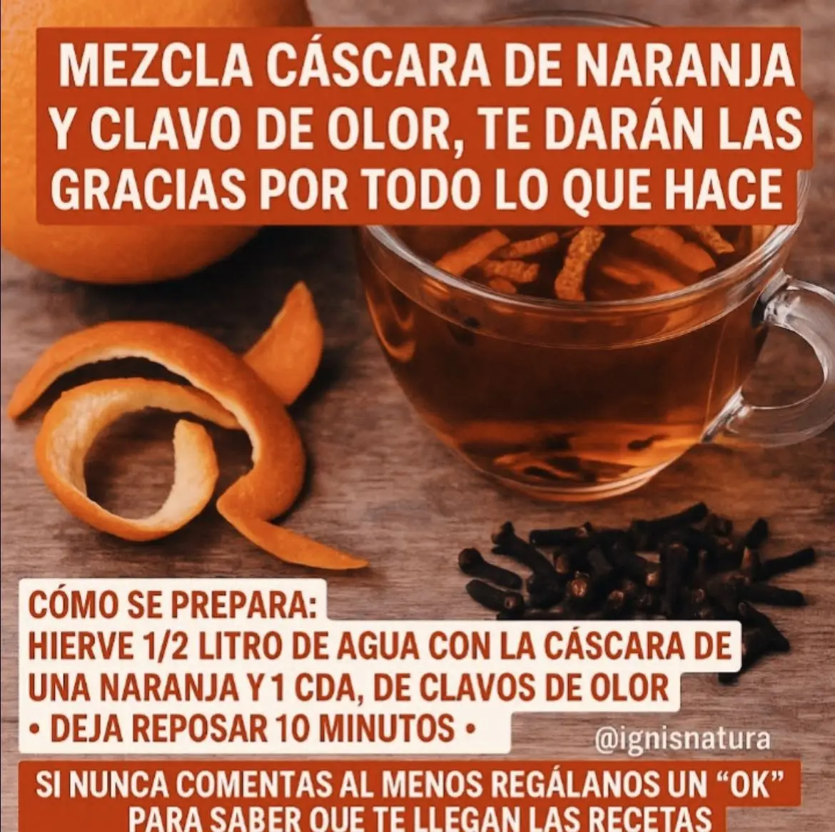Cáscara de naranja y clavos de olor