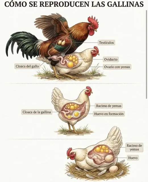 Fecundación real gallo pisa gallina explicado