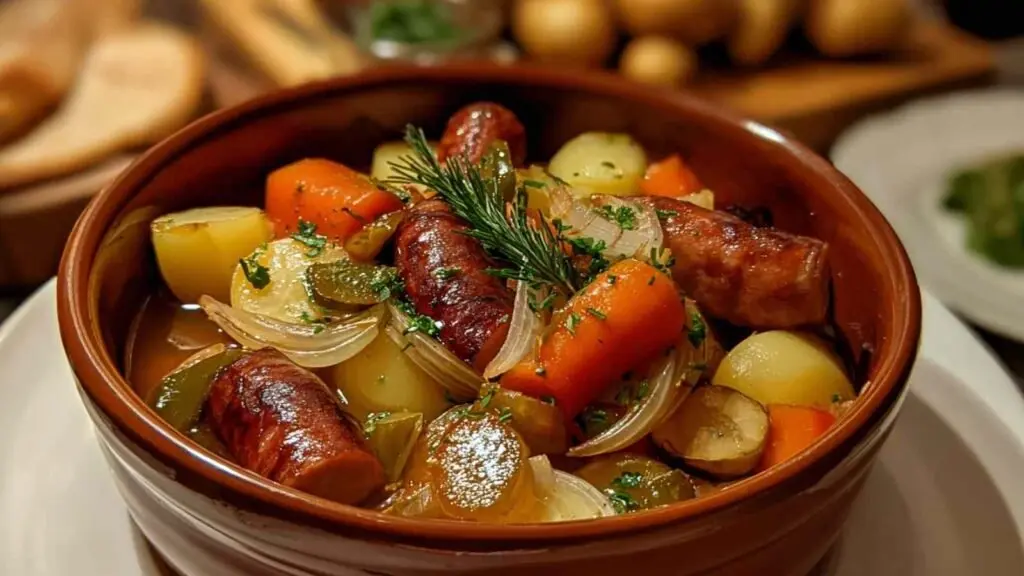 Potée aux saucisses et légumes