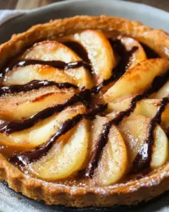 Tarte poires-chocolat sur pâte feuilletée