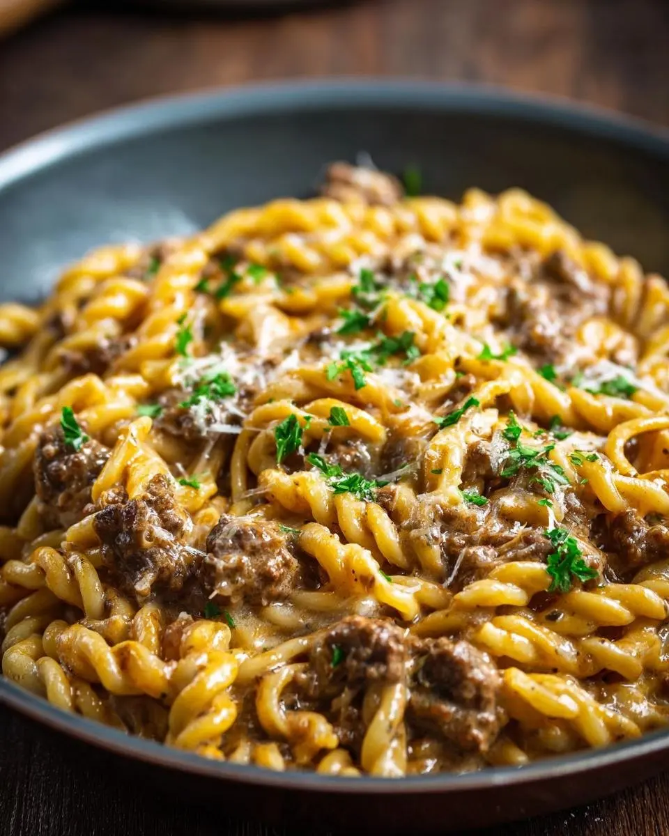 Pâtes crémeuses bœuf recette