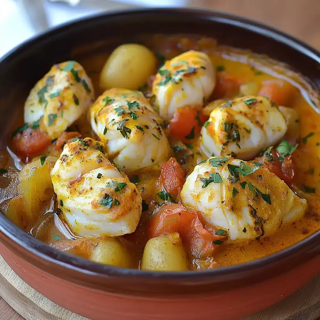 Tajine de Lotte au Safran et au Curry