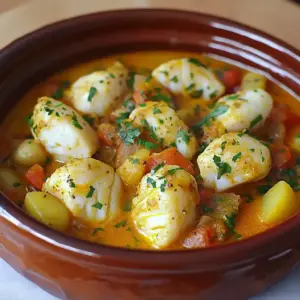 Tajine de Lotte au Safran et au Curry