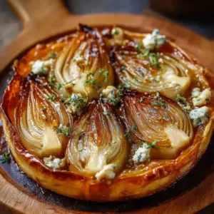 Tarte Tatin aux endives caramélisées et Roquefort