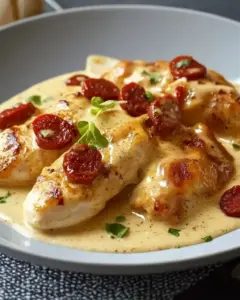 Aiguillettes de Poulet à la Sauce Crémeuse au Chorizo