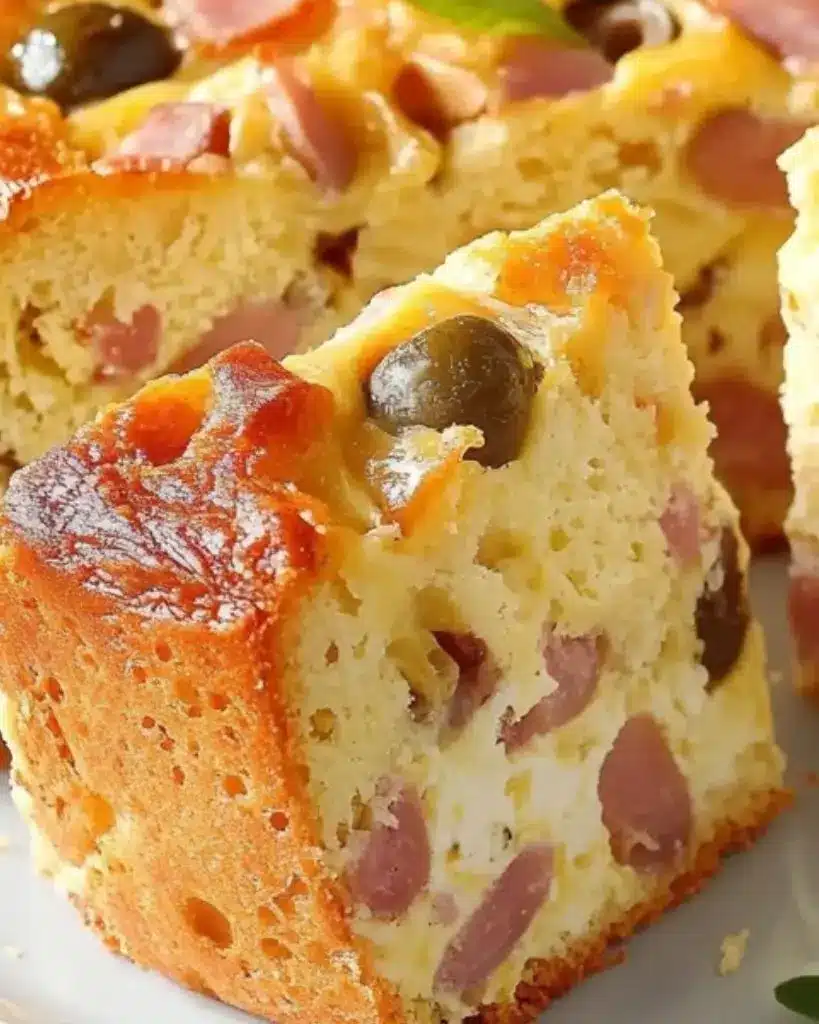 cake salé moelleux olives jambon