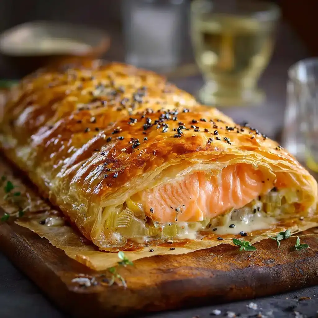feuilleté saumon poireaux