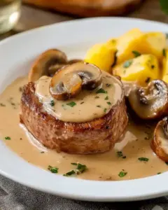 Filet mignon de porc à la crème et aux champignons