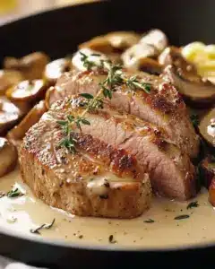 Filet Mignon de Porc en Sauce au Cidre et Champignons