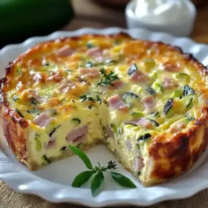 Flan Léger Courgettes, Jambon de Poulet et Mozzarella