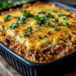 Gratin Mexicain au Riz et à la Viande Hachée