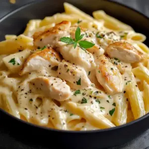 Pâtes au poulet et sauce crémeuse au Boursin