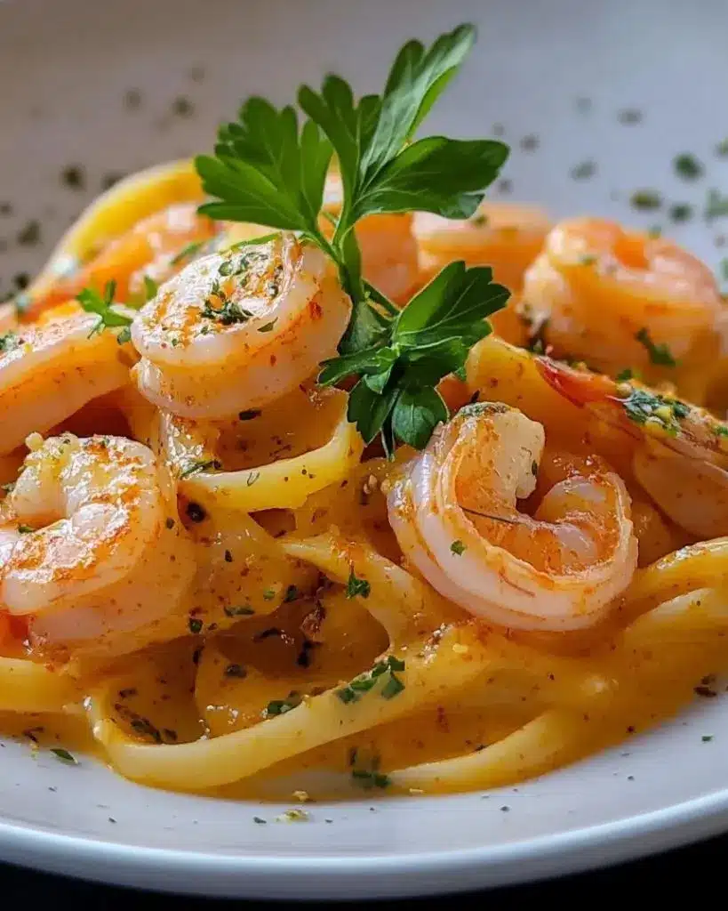 Pâtes aux Crevettes en Sauce Crémeuse à l’Ail, Paprika Fumé et Citron – Recette delicieux