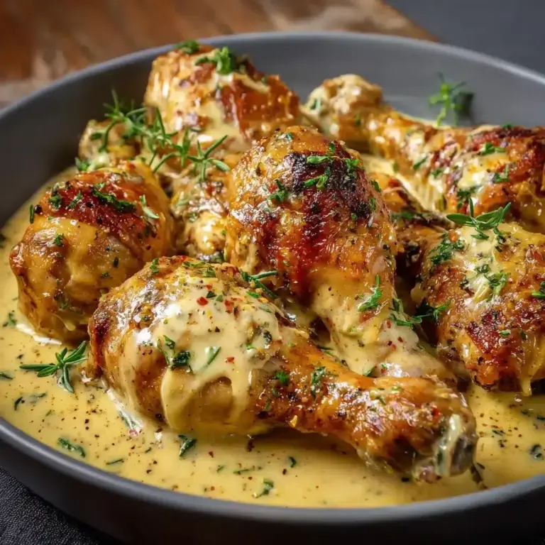 Pilons de poulet à la crème, moutarde et miel