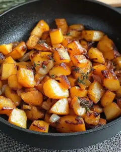 Poêlée de Patates Douces Sautées aux Oignons, Ail et Thym