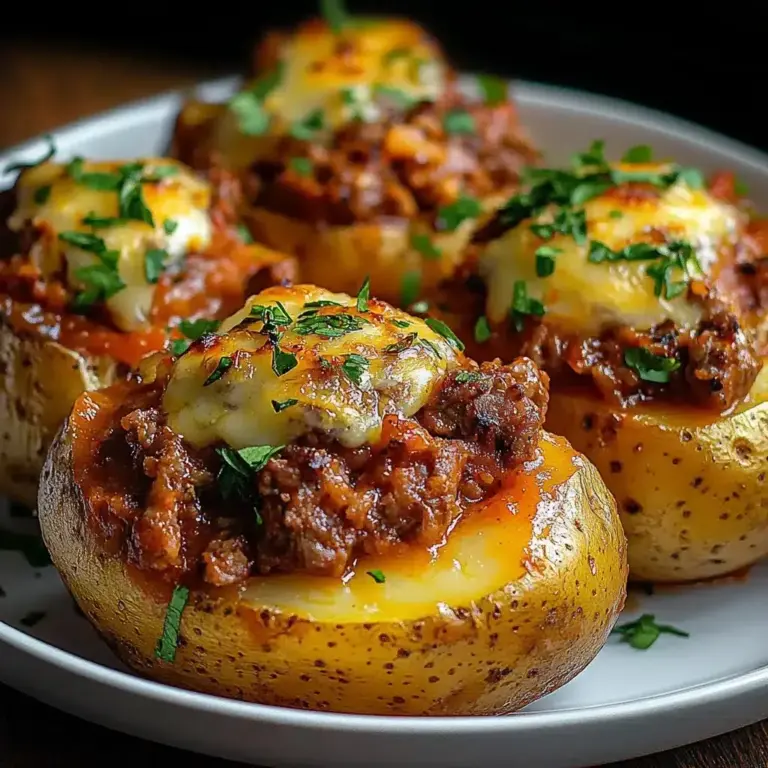 Pommes de Terre Farcies à la Viande et Sauce Fraîche