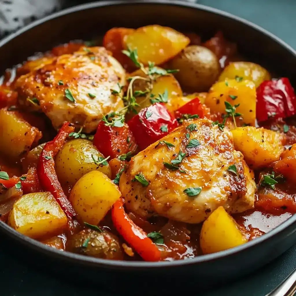 poulet aux poivrons pommes de terre sauce tomate