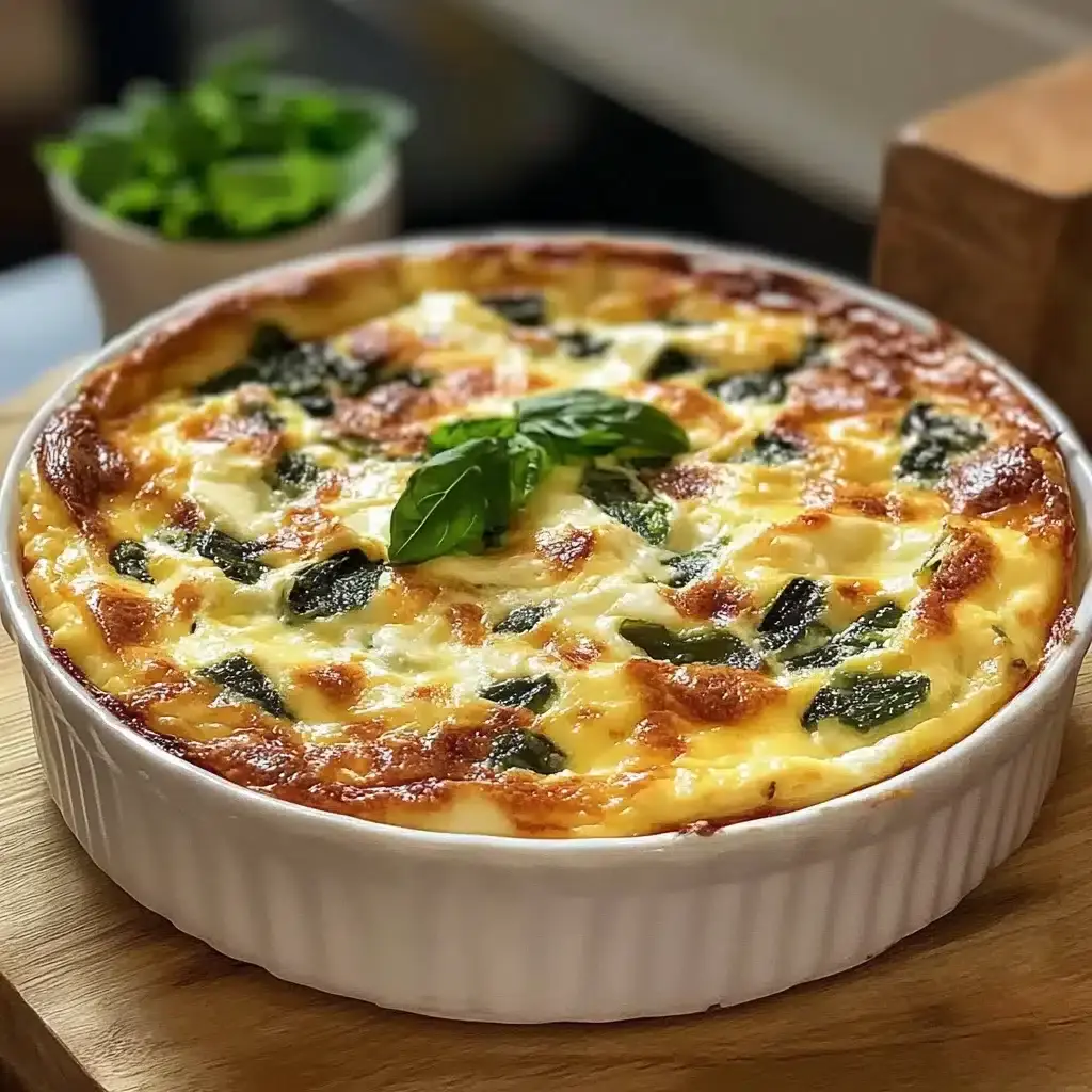 Quiche sans Pâte aux Épinards, Oignons & Feta