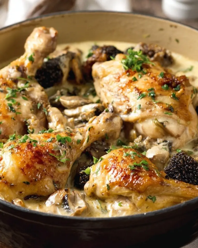 recette cocotte poulet morilles crème