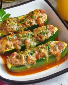 Courgettes Farcies Légères au Bœuf et Coulis de Tomates