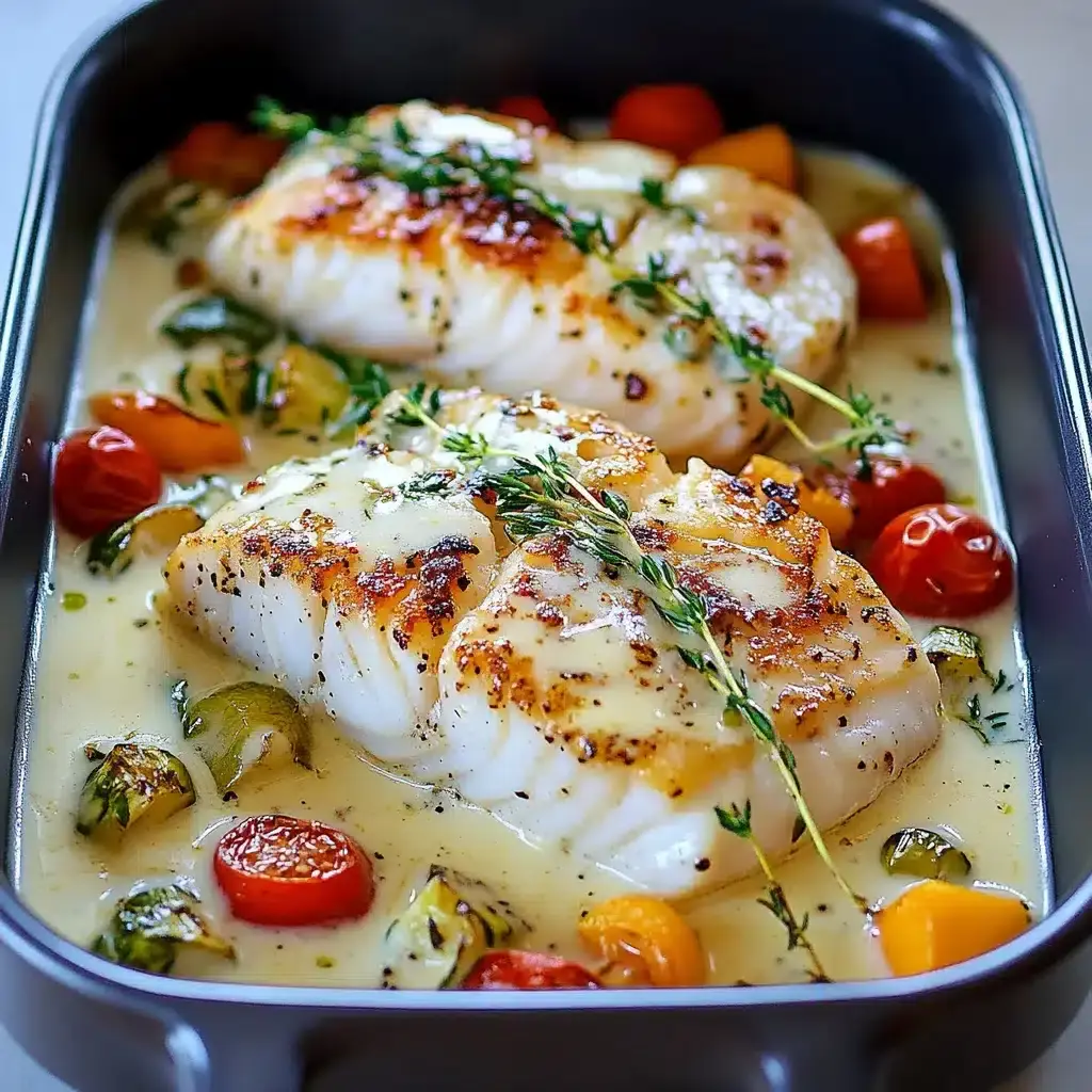 recette filets cabillaud four crème légumes
