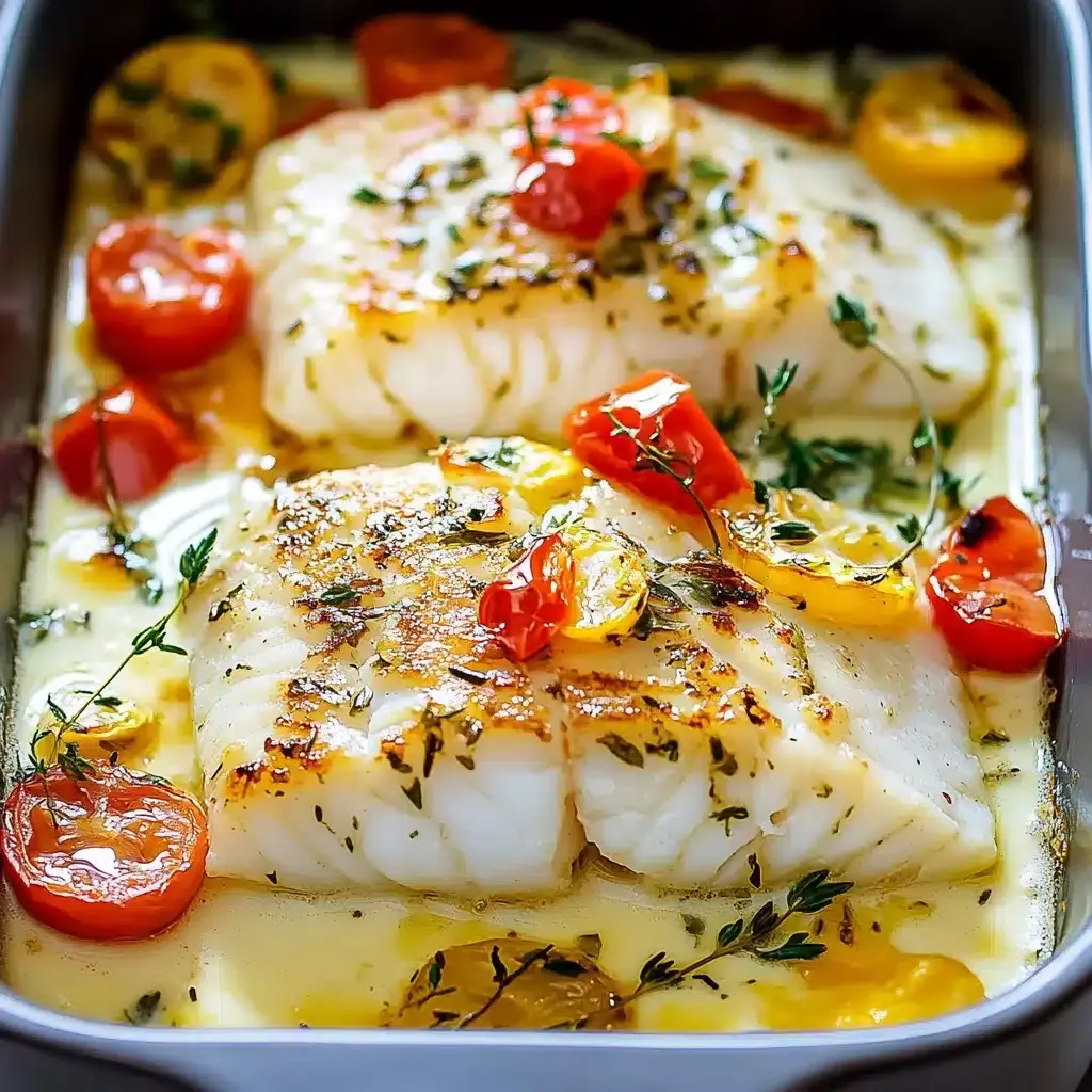Filets de Cabillaud au Four à la Crème et aux Légumes