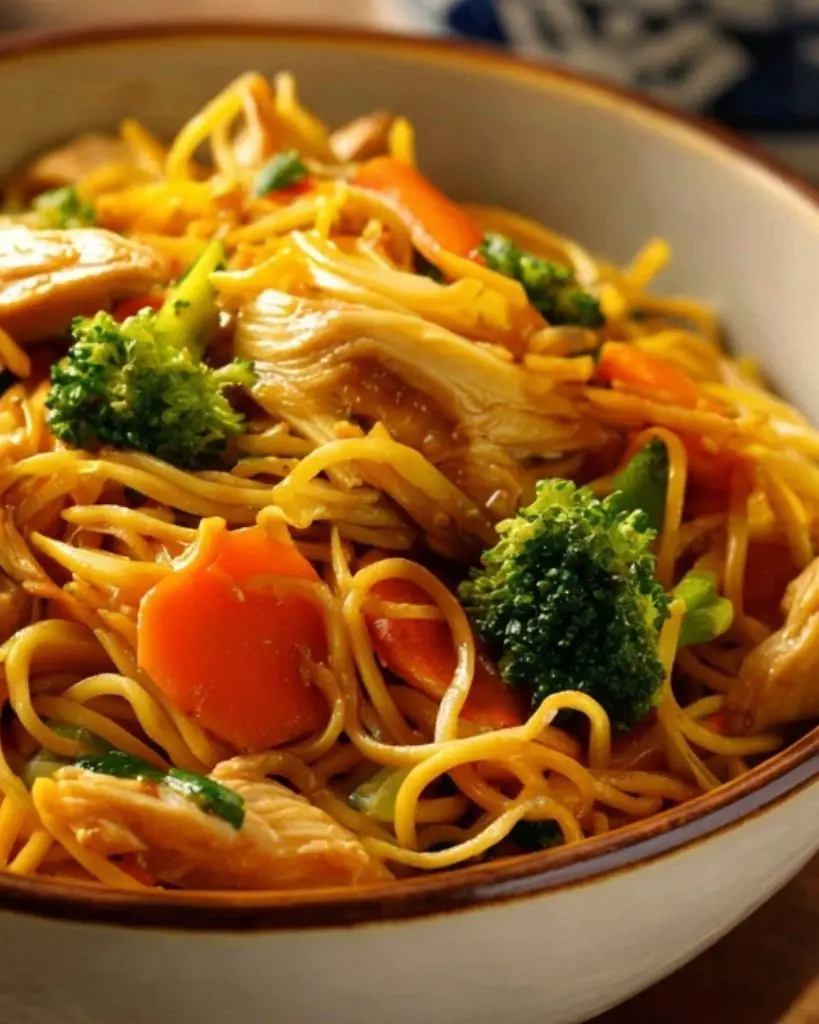 recette nouilles sautées poulet légumes