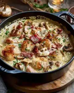 Pintade de Noël braisée aux lardons
