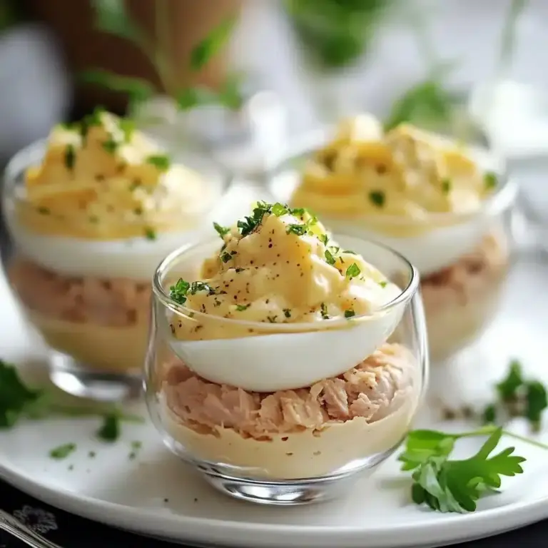 Verrines Thon aux Œufs Mimosa et Mayonnaise