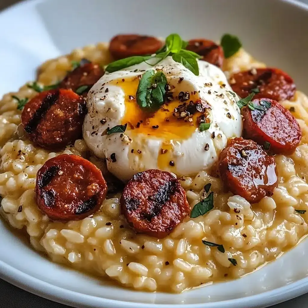 risotto crémeux chorizo burrata