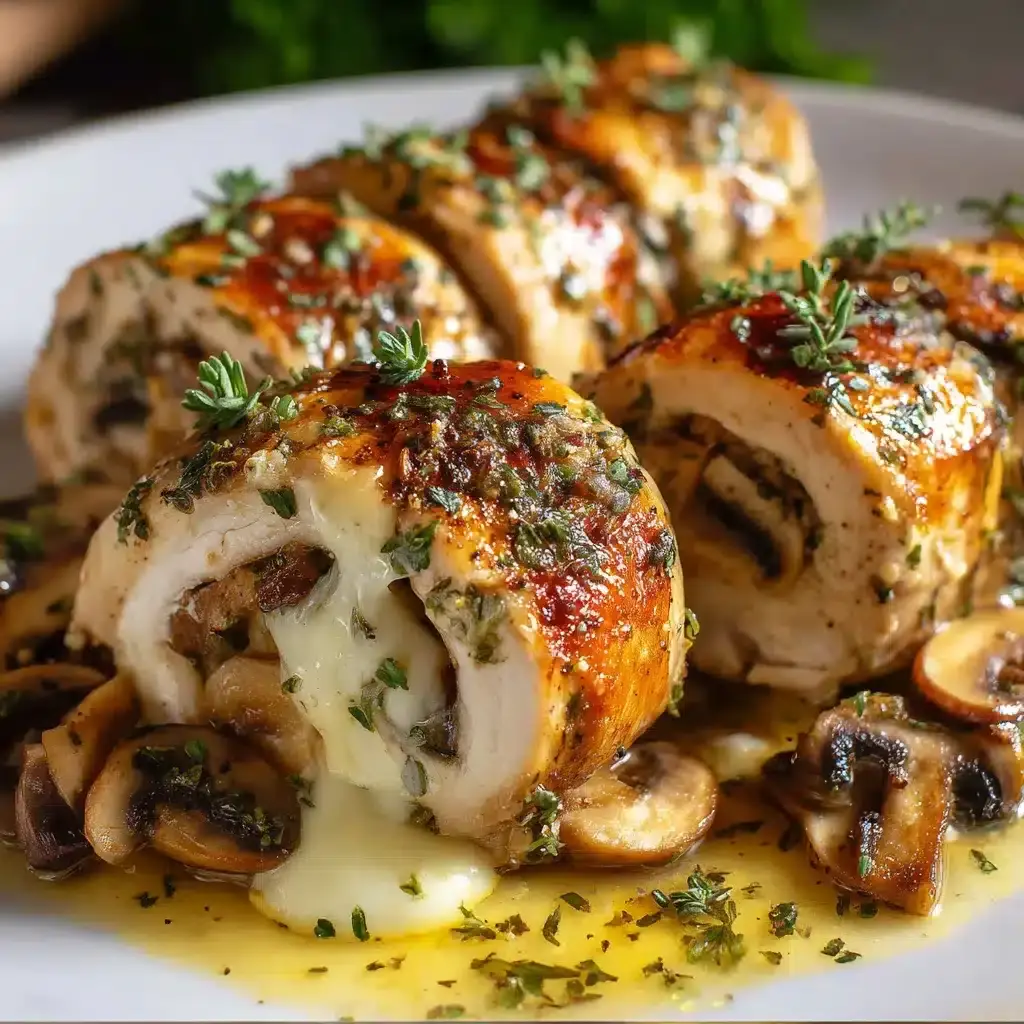 Roulades de Poulet Farcies aux Champignons et Fromage Fondant