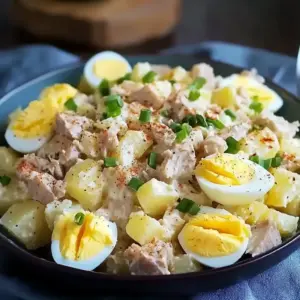 Salade de pommes de terre au thon et œufs frais