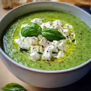 Soupe Froide de Courgette, Feta, Menthe et Basilic