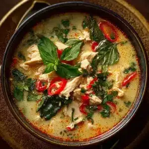 Soupe thaï parfumée au poulet, basilic et citron vert