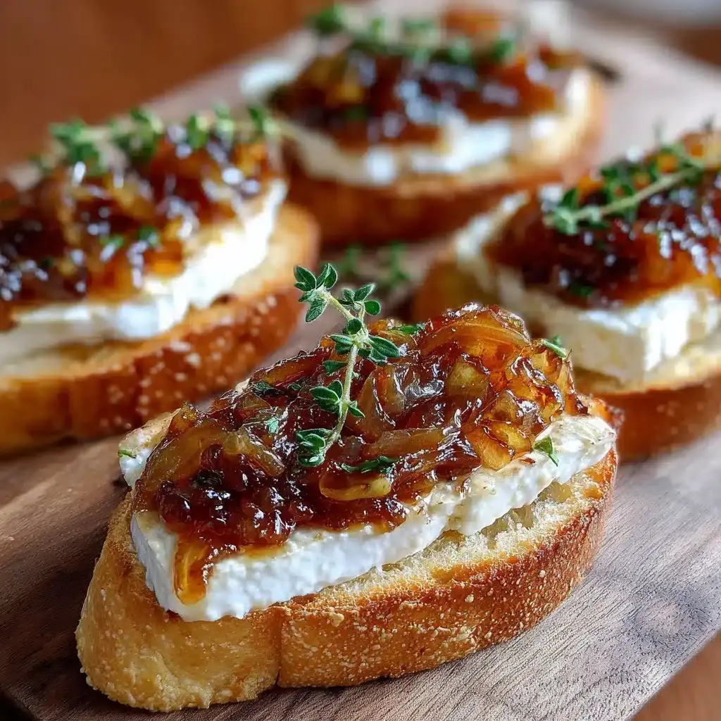 toasts au chèvre chaud compotée d'oignons miel